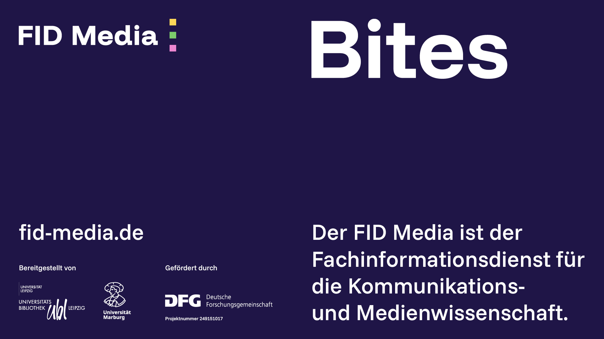 Online-Vortragsreihe „FID Media Bites“ im WiSe 2026/27